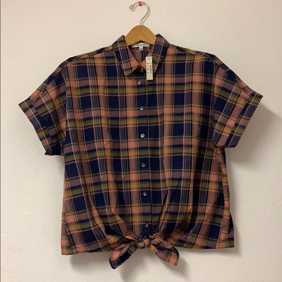 Madewell Tops - Madewell Short Sleeve Tie Front Shirt Small